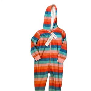 Gymboree Girls One Piece Fleece Pajamas, size XS 4, lined hood, new with tags